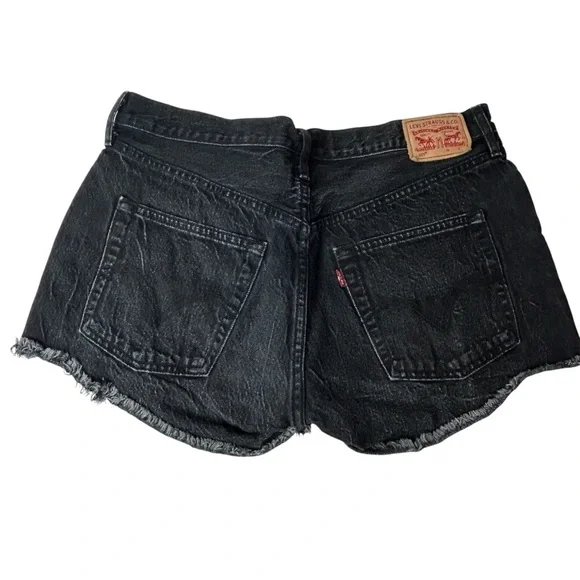 Black Levi’s 501 Shorts Women’s 4 Button Fly No Zipper 100% Cotton Waist 30 - Picture 4 of 10